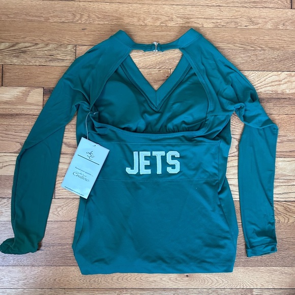 New York Jets Women’s Green Halter Top w/ Sheer Sleeves - Size L - NWT - Picture 5 of 9